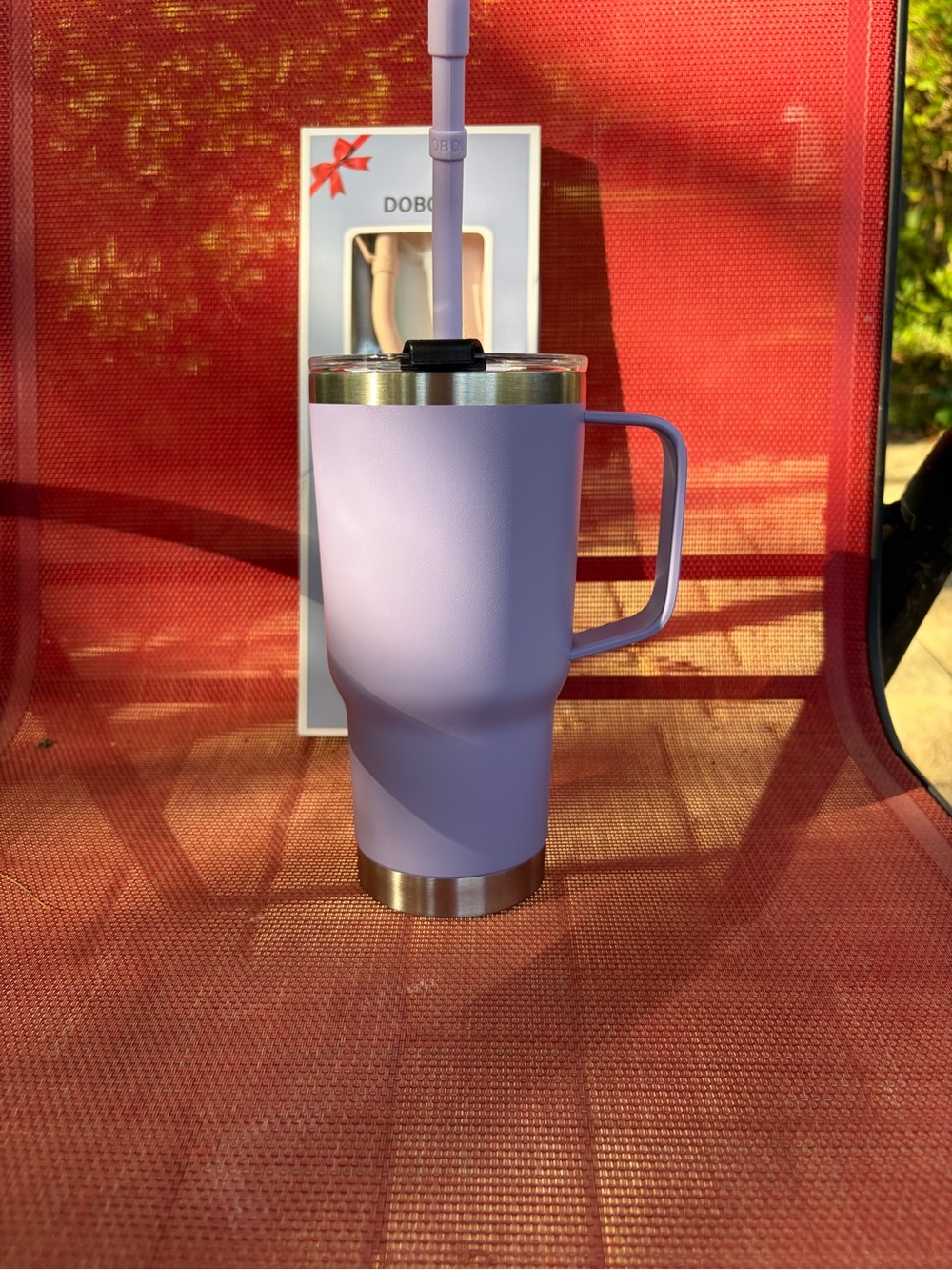 Lavender Travel Mug with Handle - Insulated Stainless Steel 20 oz